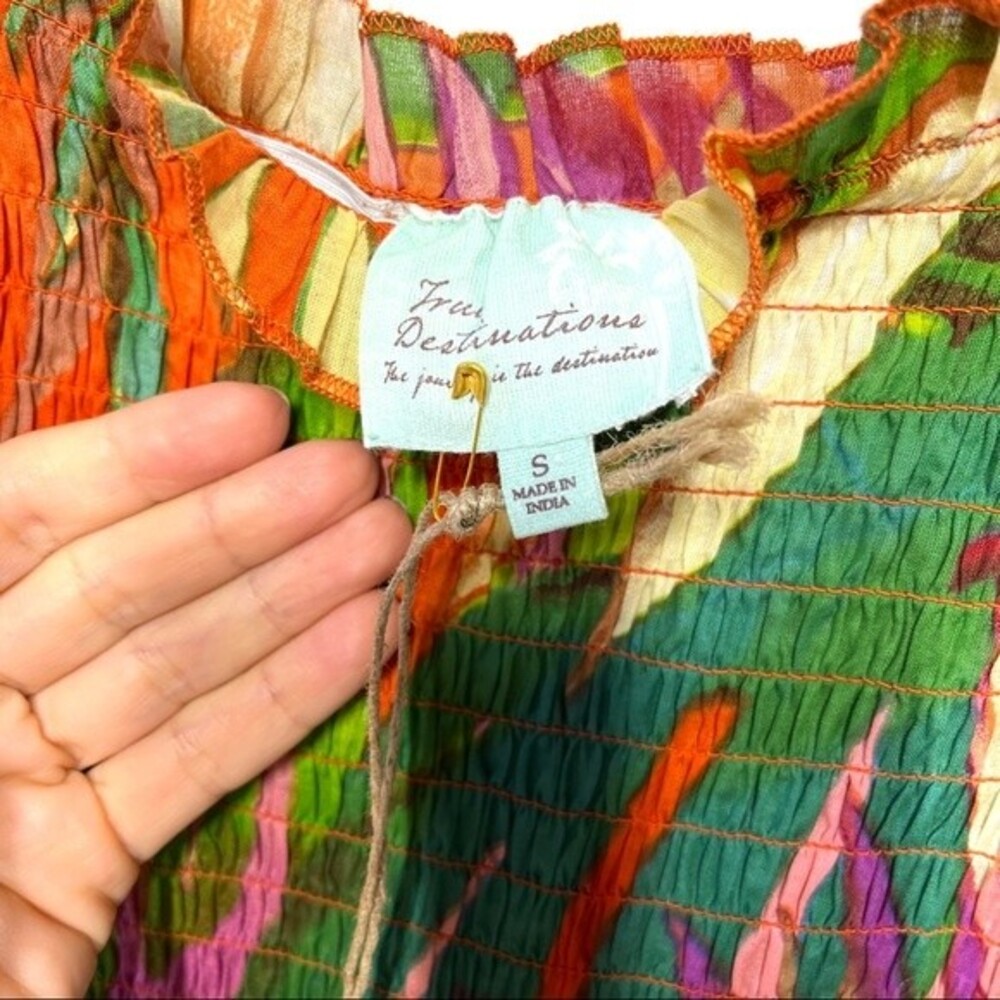 True Destinations Boho Tropical Print Cover Up Dress S NWT - Picture 8 of 14